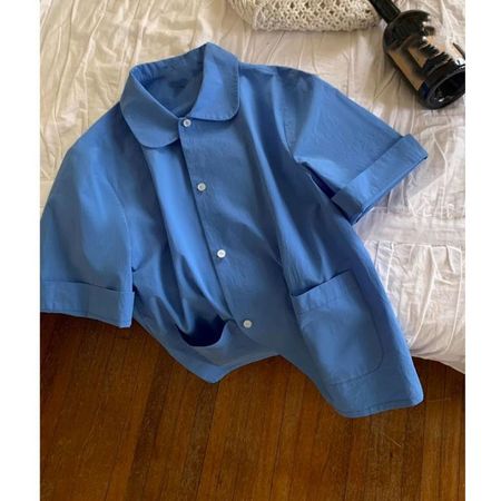 Long-Staple Cotton Rolled-Hem Mid-Length Sleeves Simple Versatile Shirt